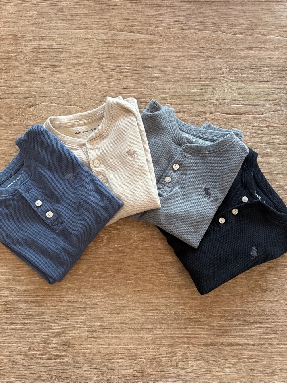 Abercrombie Kids Boys Waffle Henley Shirts 4-Pack Bundle 7/8